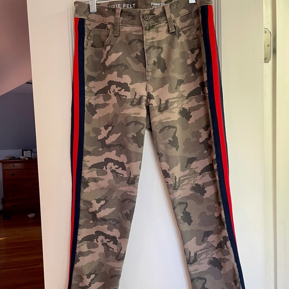 Laurie Felt Denim - Laurie Felt Los Angeles Power Silky Track Stripe Camo Print Jeans